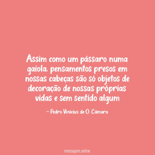Assim como um pássaro numa gaiola