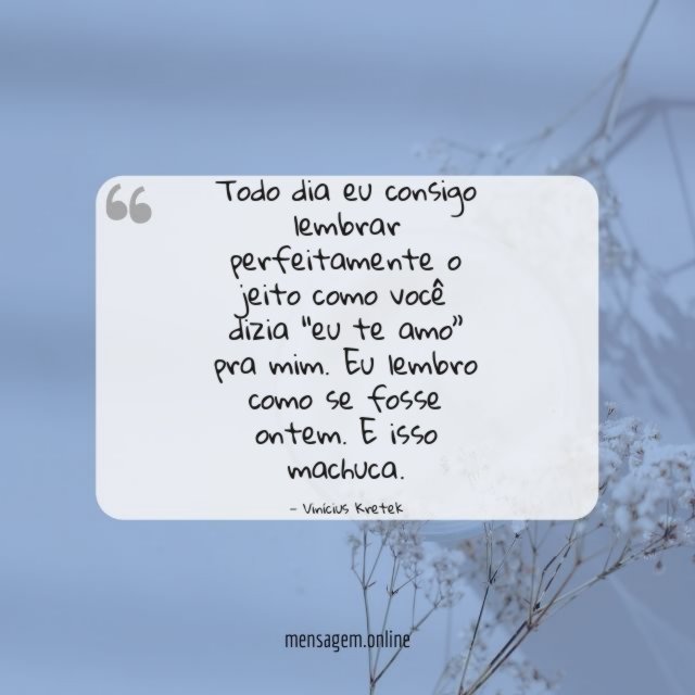 Todo dia eu consigo lembrar perfeitamente o jeito