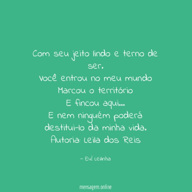 Com seu jeito lindo e terno de ser