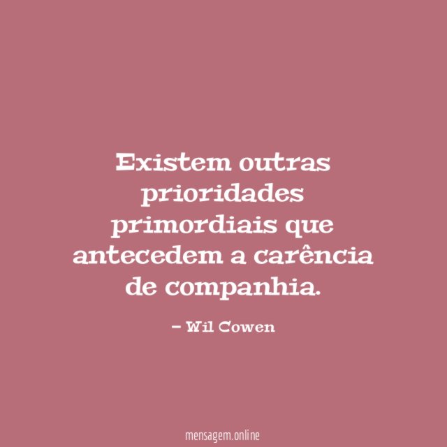 Existem outras prioridades primordiais que antecedem a carência de companhia