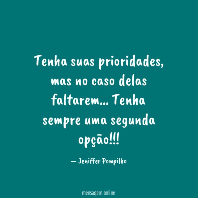 Tenha suas prioridades