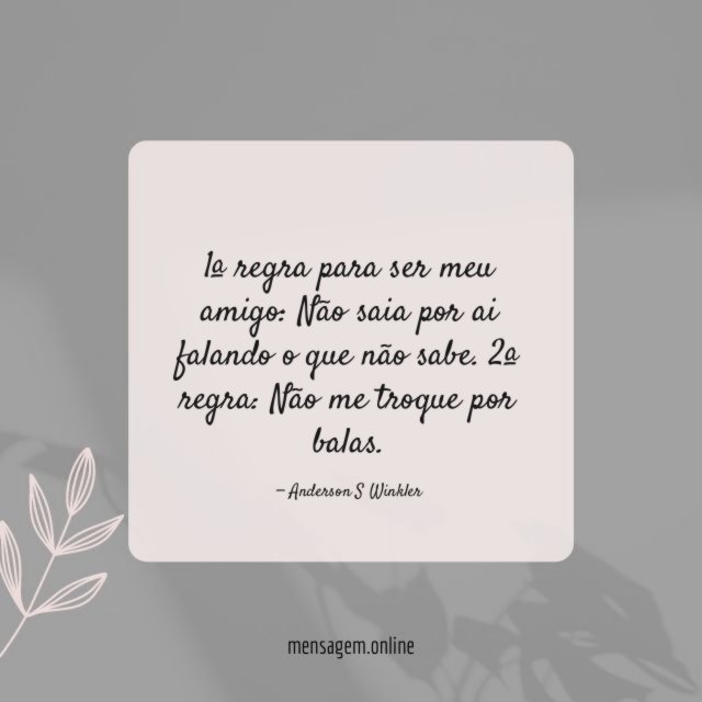 1ª regra para ser meu amigo