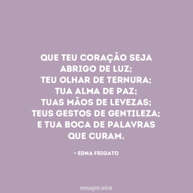 Que teu coração seja abrigo de luz