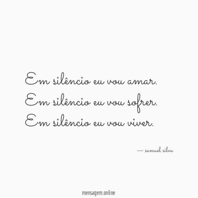Em silêncio eu vou amar