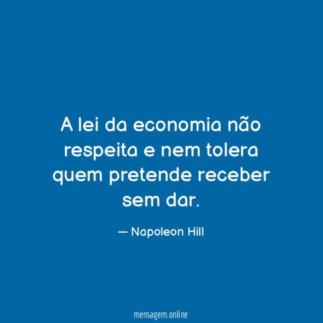 A lei da economia não respeita e nem