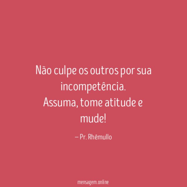Não culpe os outros por sua incompetência