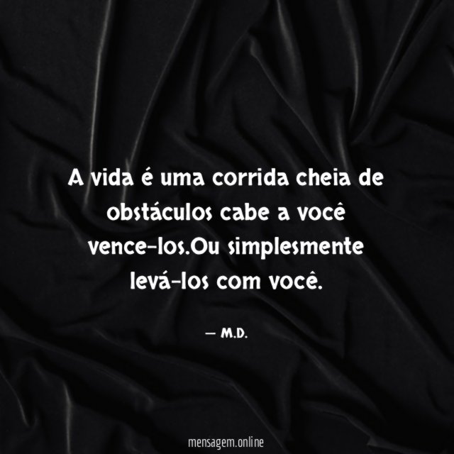 a vida é uma corrida cheia de obstáculos cabe a você vence-los