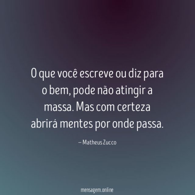 O que você escreve ou diz para o bem