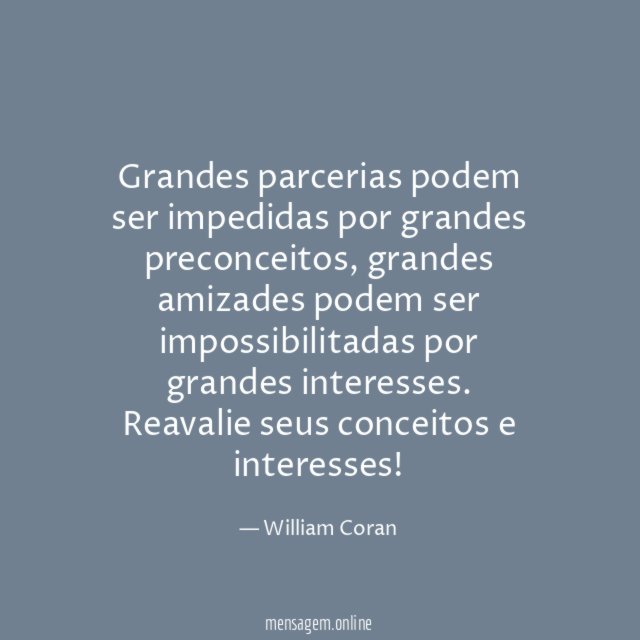 Grandes parcerias podem ser impedidas por grandes preconceitos