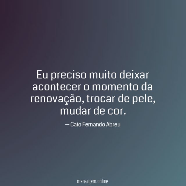 Eu preciso muito deixar acontecer o momento da renovação