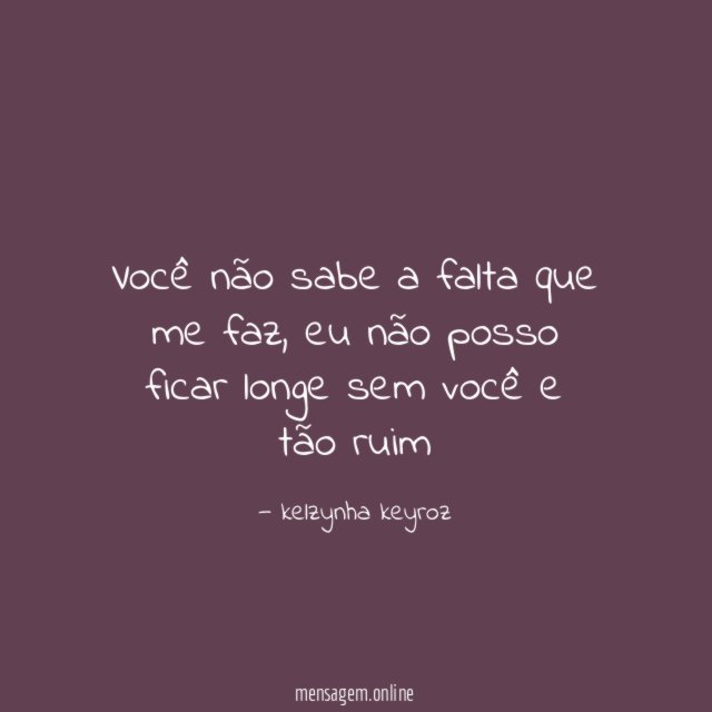 você não sabe a falta que me faz