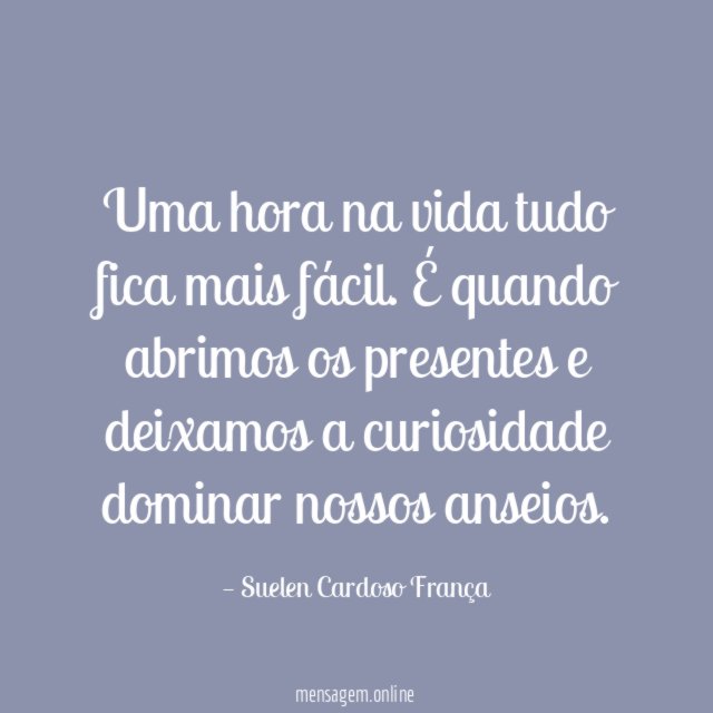 Uma hora na vida tudo fica mais fácil