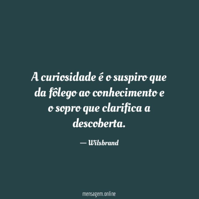 A curiosidade é o suspiro que da fôlego