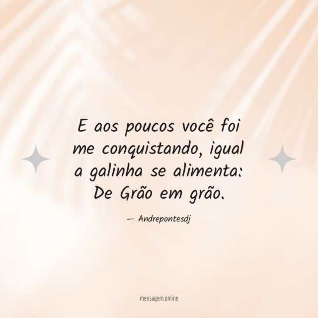 E aos poucos você foi me conquistando
