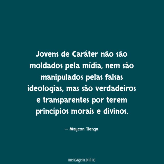 Jovens de Caráter não são moldados pela mídia