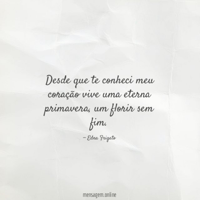 Desde que te conheci meu coração vive uma eterna primavera