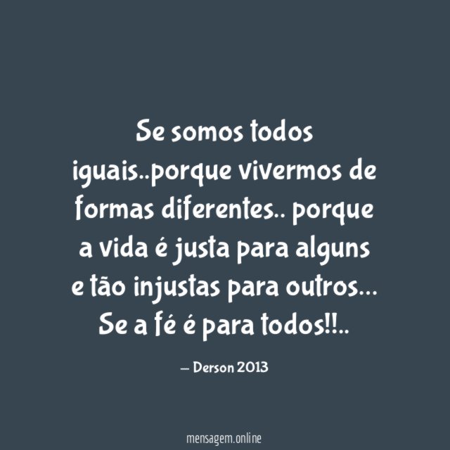 Se somos todos iguais
