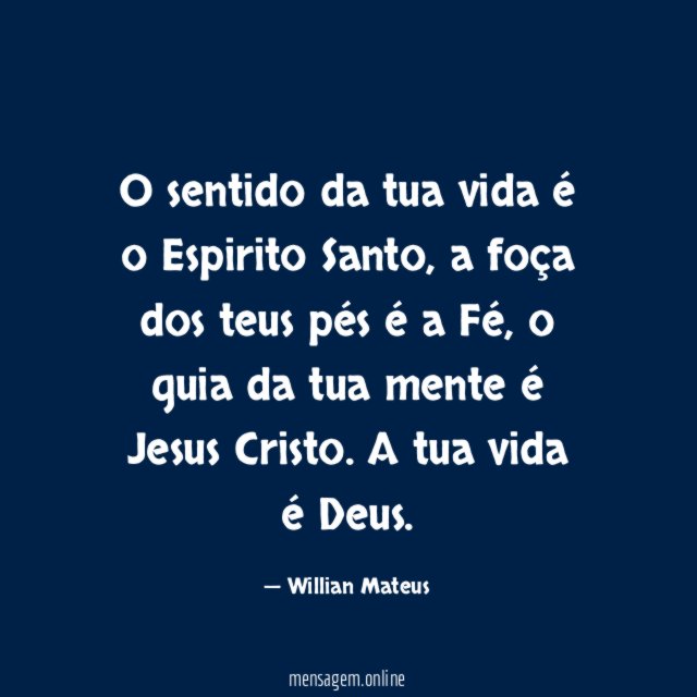 O sentido da tua vida é o Espirito Santo