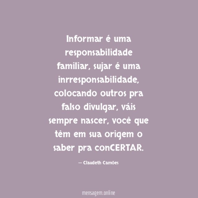 Informar é uma responsabilidade familiar