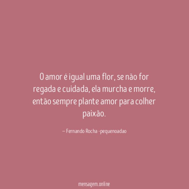 O amor é igual uma flor