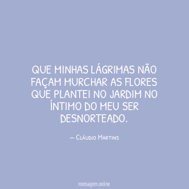 Que minhas lágrimas não façam murchar as flores