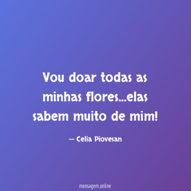 Vou doar todas as minhas flores