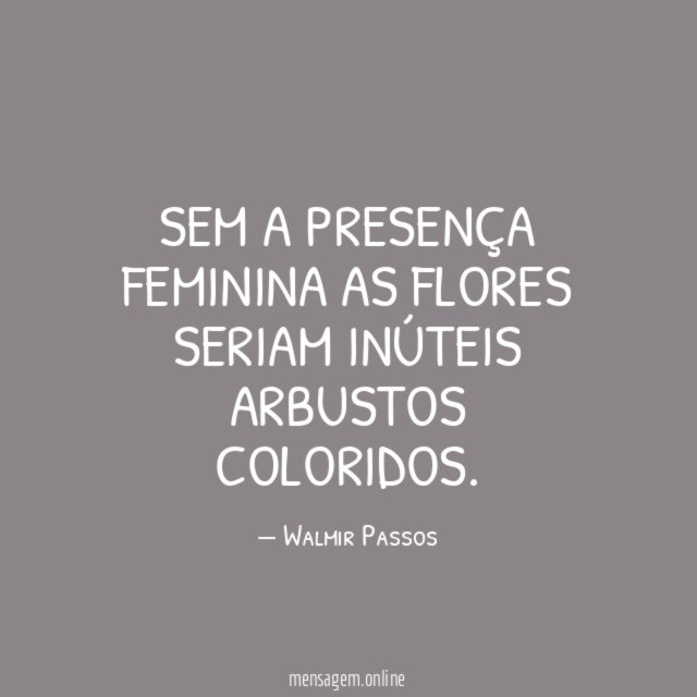 SEM A PRESENÇA FEMININA AS FLORES SERIAM INÚTEIS ARBUSTOS COLORIDOS