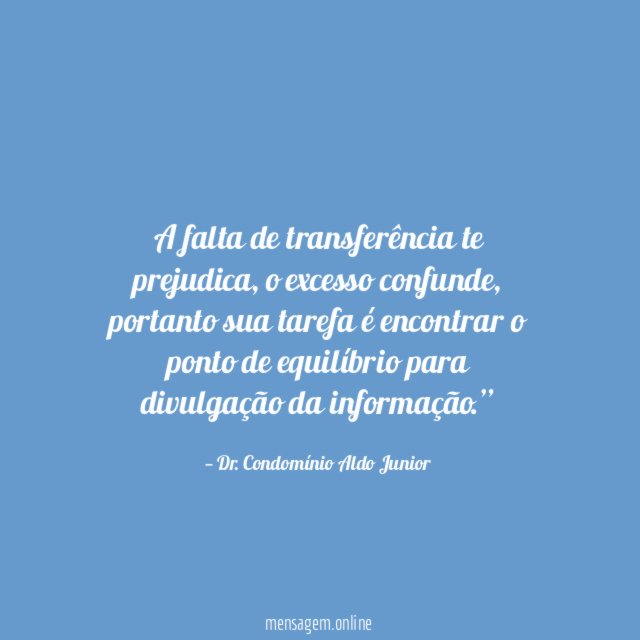 A falta de transferência te prejudica