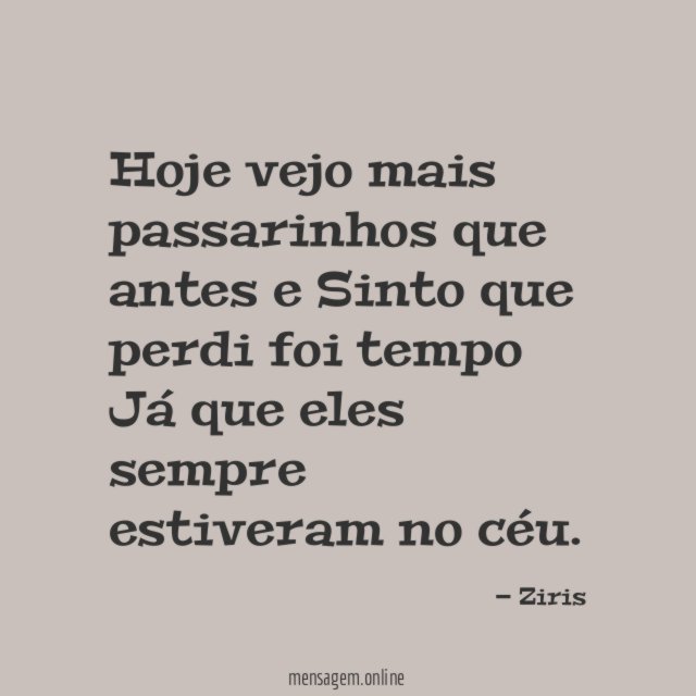 Hoje vejo mais passarinhos que antes e Sinto que