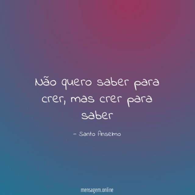 Não quero saber para crer