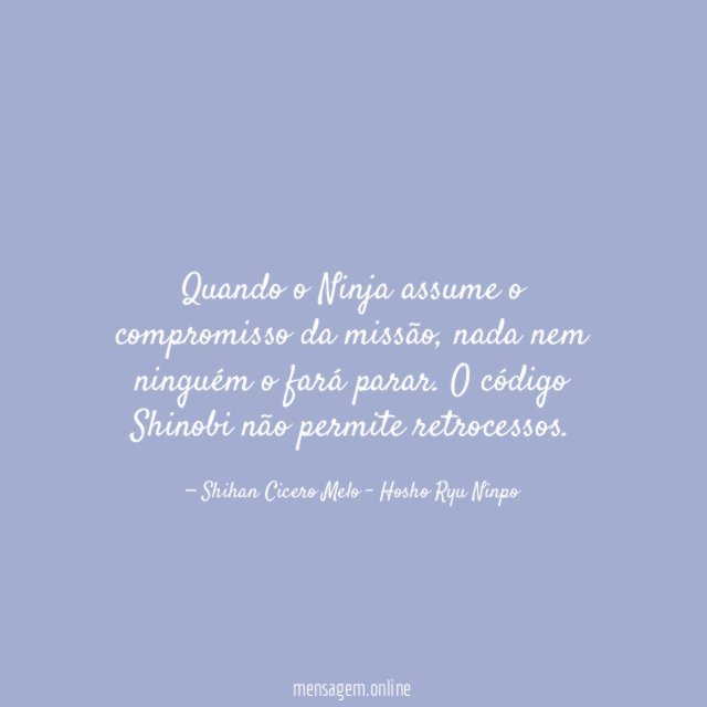Quando o Ninja assume o compromisso da missão