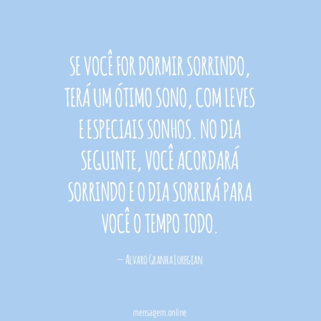Se você for dormir Sorrindo