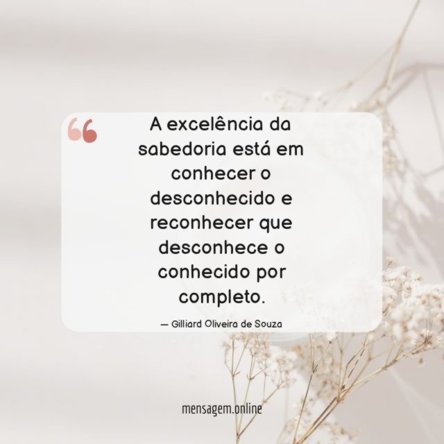 A excelência da sabedoria está em conhecer