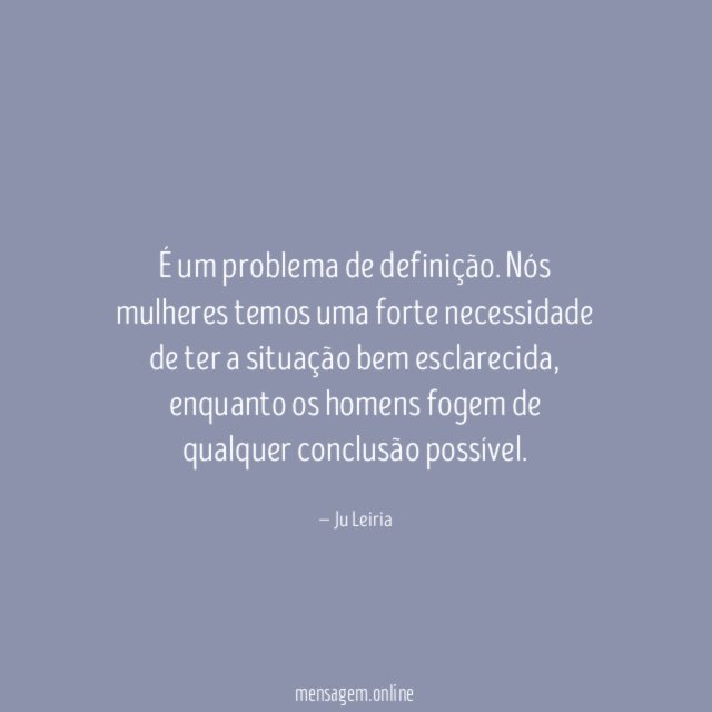 É um problema de definição