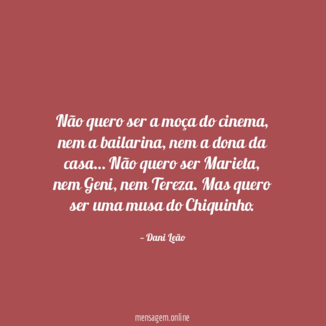 Não quero ser a moça do cinema