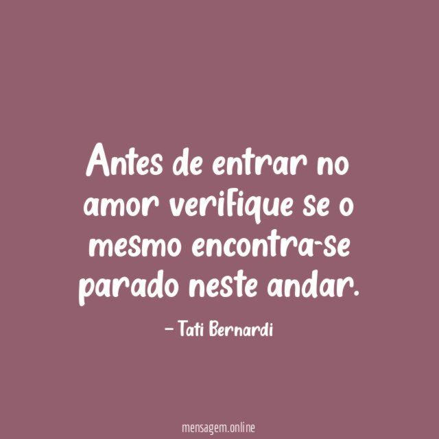 Antes de entrar no amor verifique se