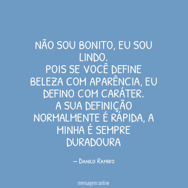 Não sou bonito