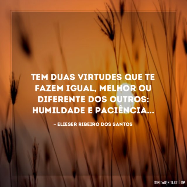 Tem duas Virtudes que te fazem Igual