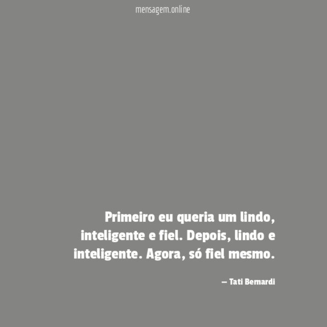 Primeiro eu queria um lindo