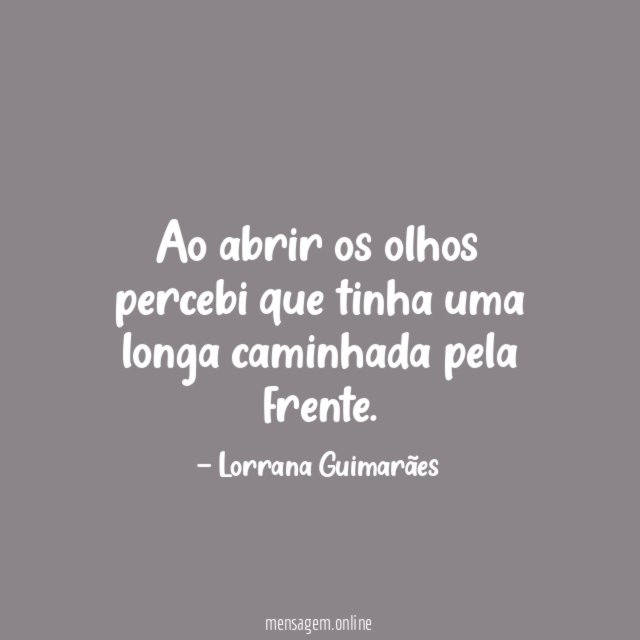 Ao abrir os olhos percebi que tinha uma longa caminhada pela frente