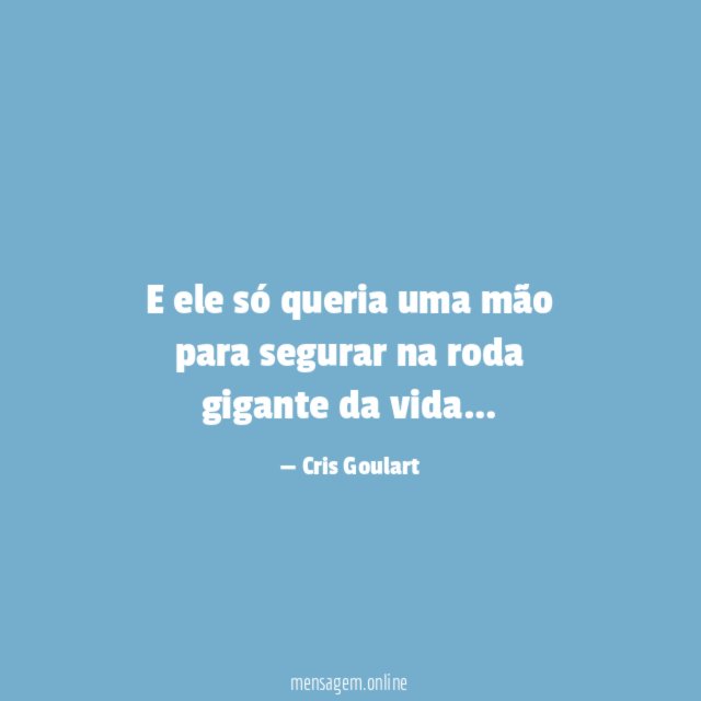 E ele só queria uma mão para segurar