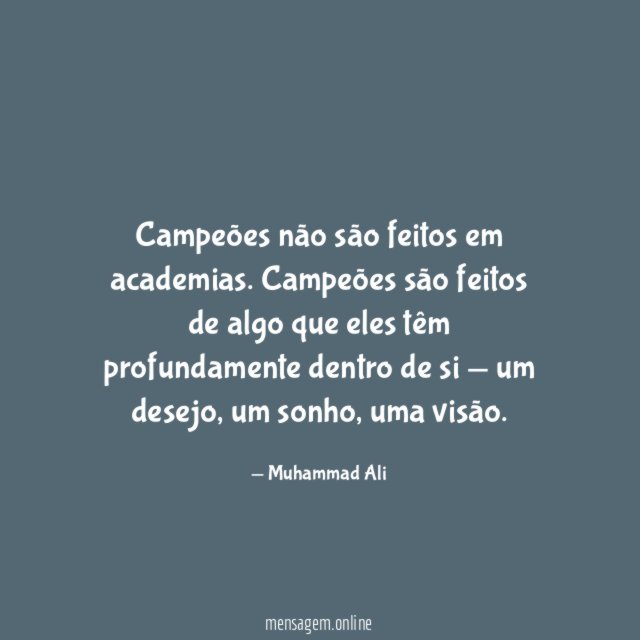 Campeões não são feitos em academias