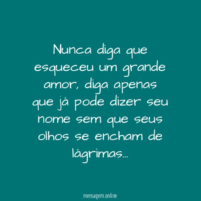 Nunca diga que esqueceu um grande amor