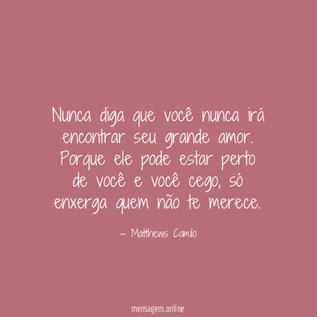 Nunca diga que você nunca irá encontrar seu grande amor
