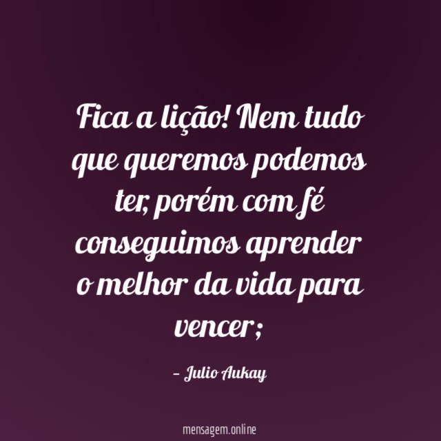 Fica a lição