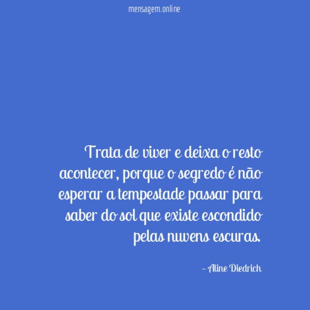 Trata de viver e deixa o resto acontecer