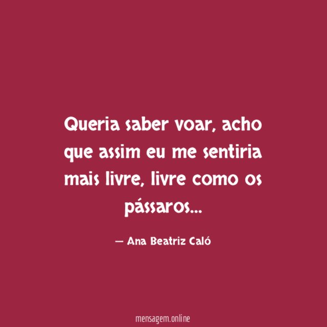 Queria saber voar