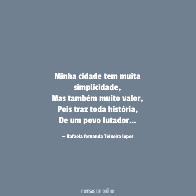 Minha cidade tem muita simplicidade