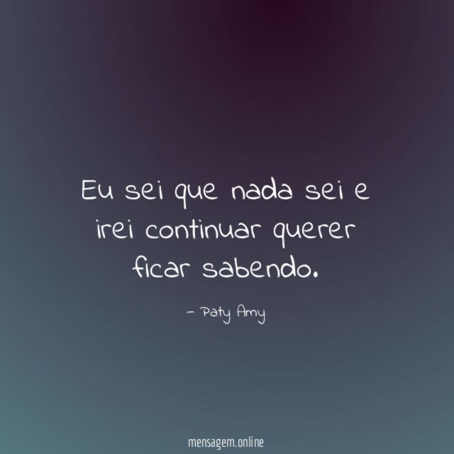 Eu sei que nada sei e irei continuar querer ficar sabendo