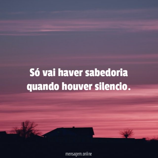 Só vai haver sabedoria quando houver silencio